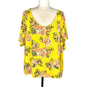 Ari & Clo yellow floral blouse